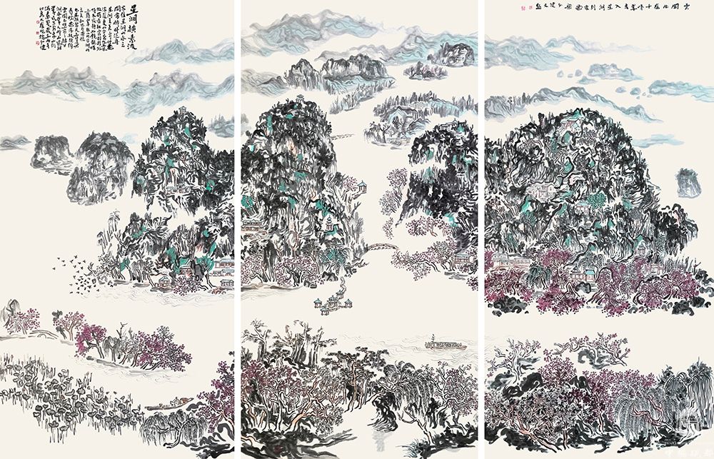 梁弘健作品《星湖横素波》