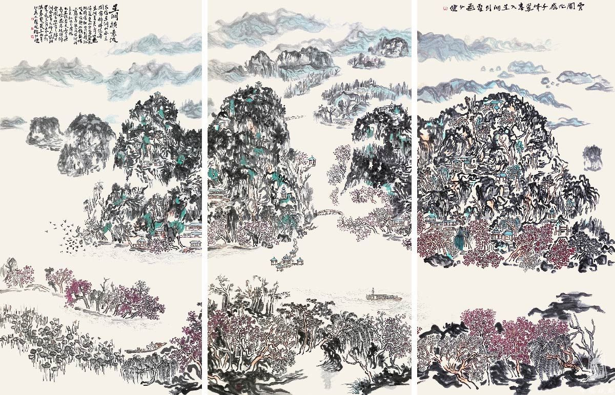 梁弘健作品《星湖横素波》